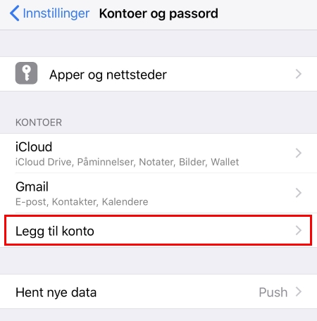 ios - ny konto